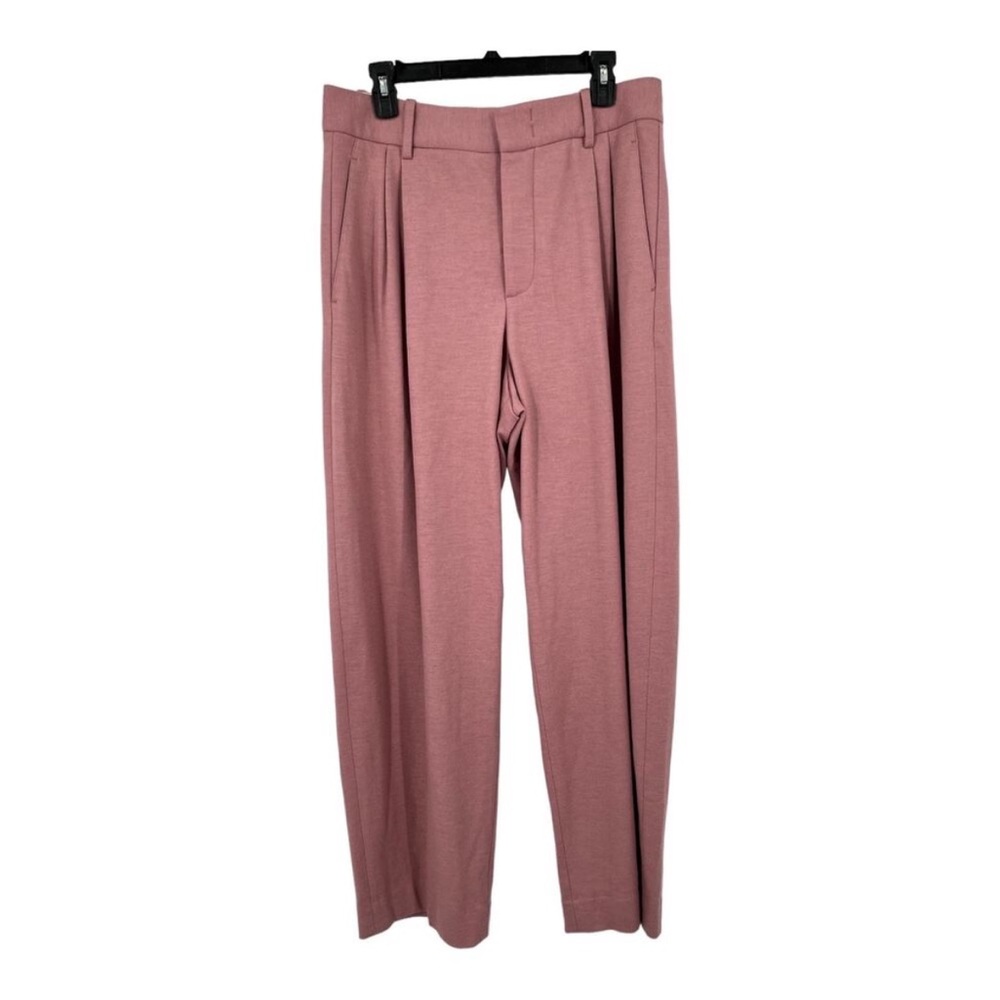 Vince Pants High-Waist Cozy Wool Pleat-Front Trouser pink size 12